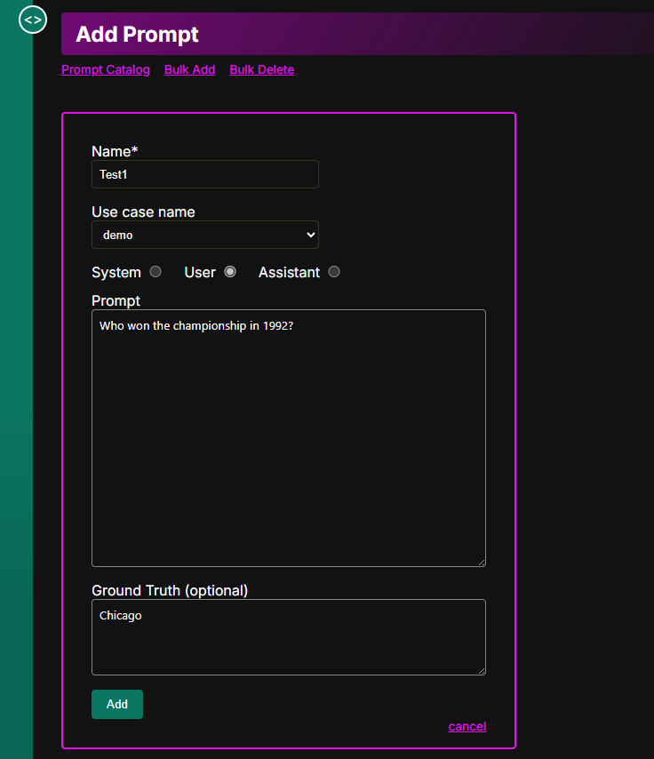 Add User Prompt Add User Prompt