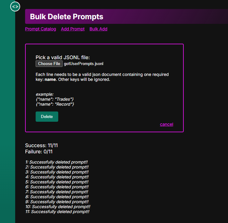 Delete User Prompts