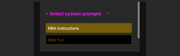 Select System Prompts Select System Prompts