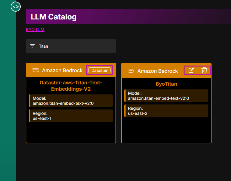 Dataster provided vs BYO LLM Dataster provided vs BYO LLM